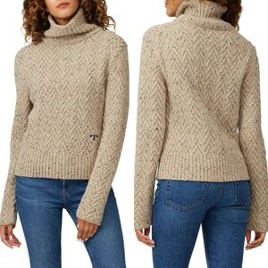 Tory Burch Wool Camel Chunky Turtleneck Sweater